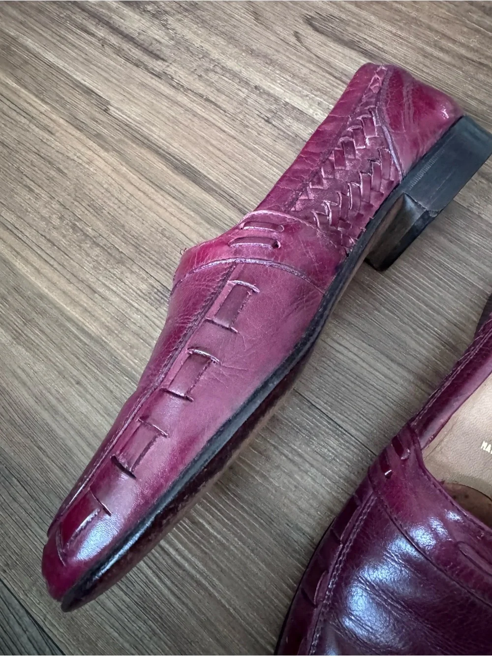 Vintage Men's Bill Blass Burgundy Leather Slip-On Loafers